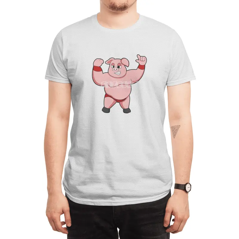 Pig as Bodybuilder with big Belly Spor T-Shirt