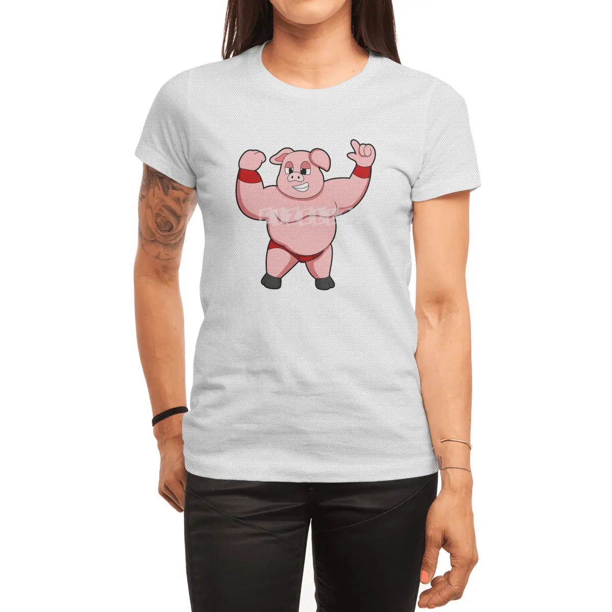 Pig as Bodybuilder with big Belly Spor T-Shirt