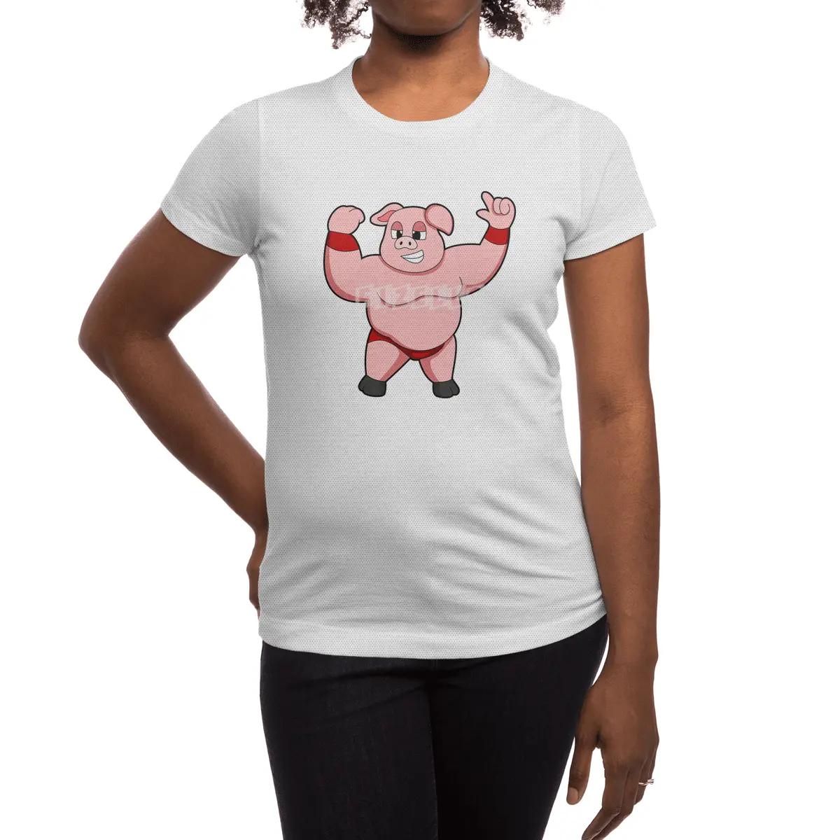 Pig as Bodybuilder with big Belly Spor T-Shirt