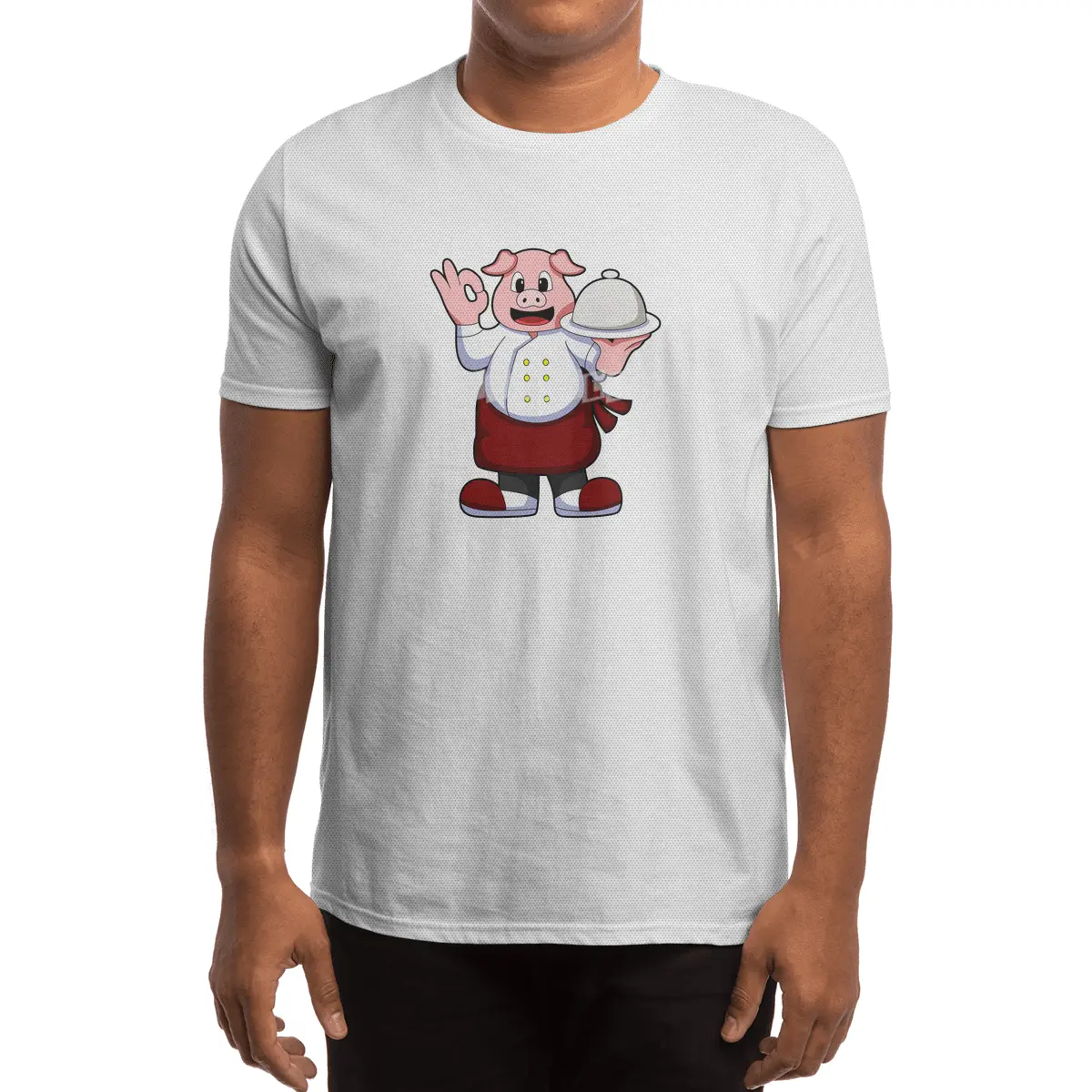 Pig as Cook with Cooking apron & Serving plate Spor T-Shirt