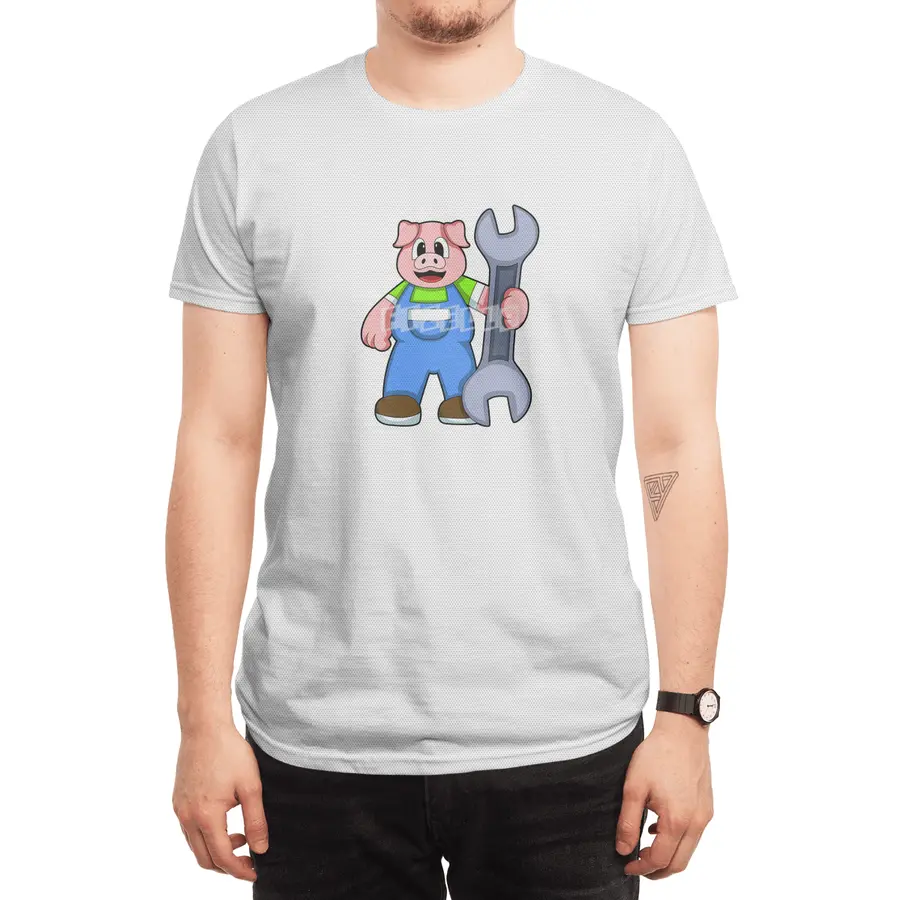 Pig as Craftsman with Wrench Spor T-Shirt