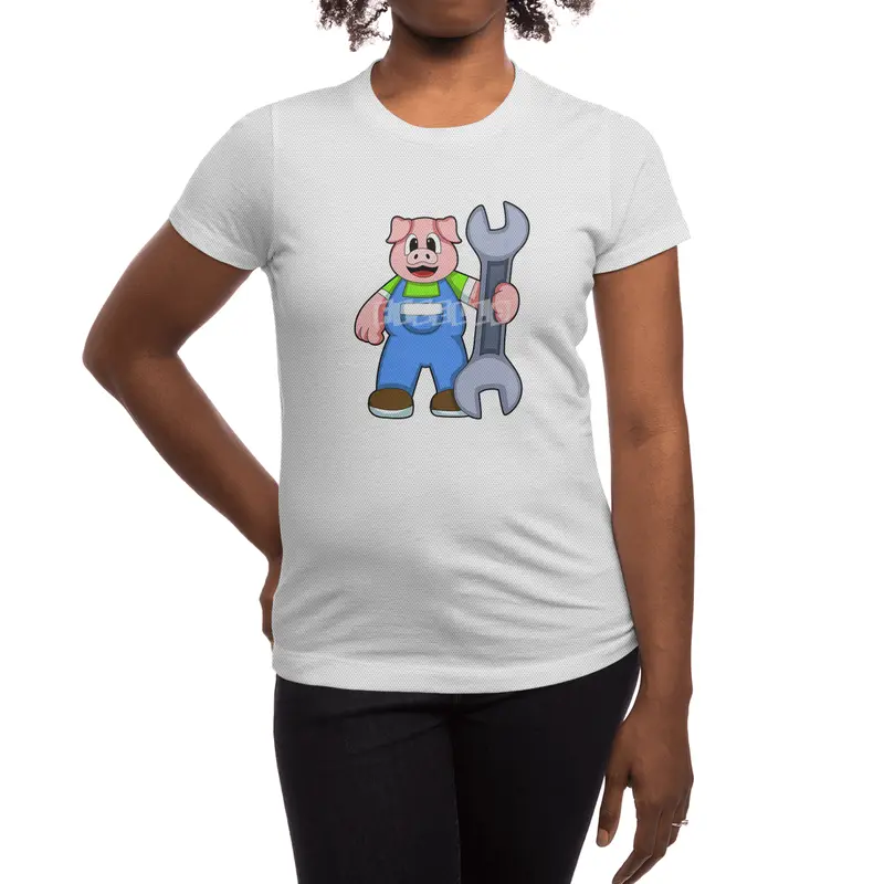 Pig as Craftsman with Wrench Spor T-Shirt