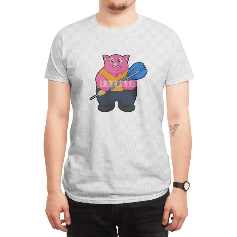 Pig as Dart player with Darts Spor T-Shirt
