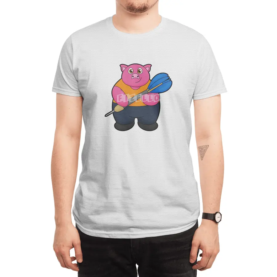 Pig as Dart player with Darts Spor T-Shirt