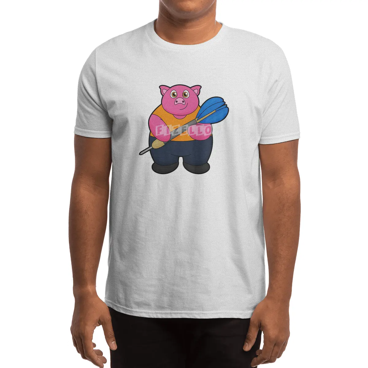 Pig as Dart player with Darts Spor T-Shirt