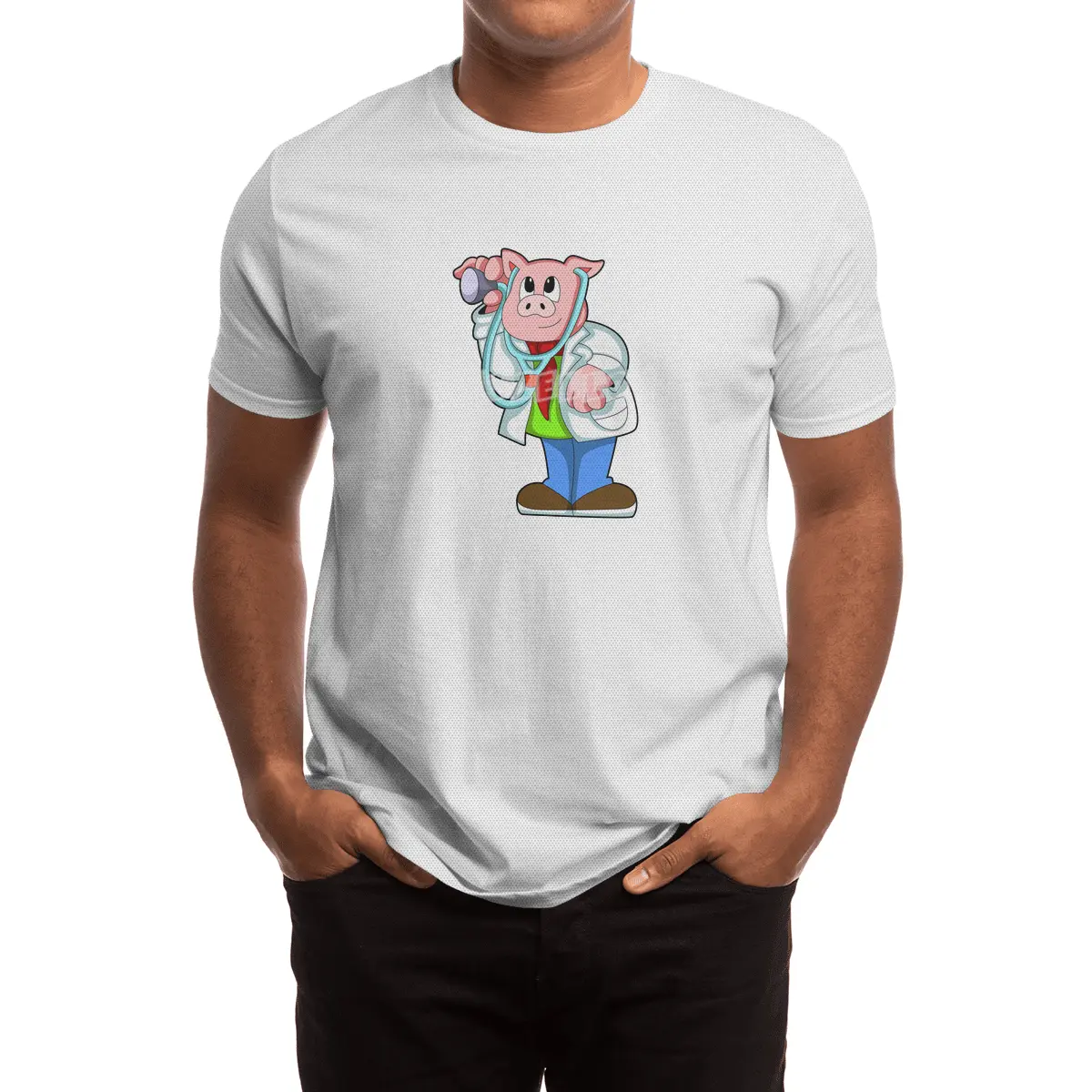 Pig as Doctor with Stethoscope Spor T-Shirt