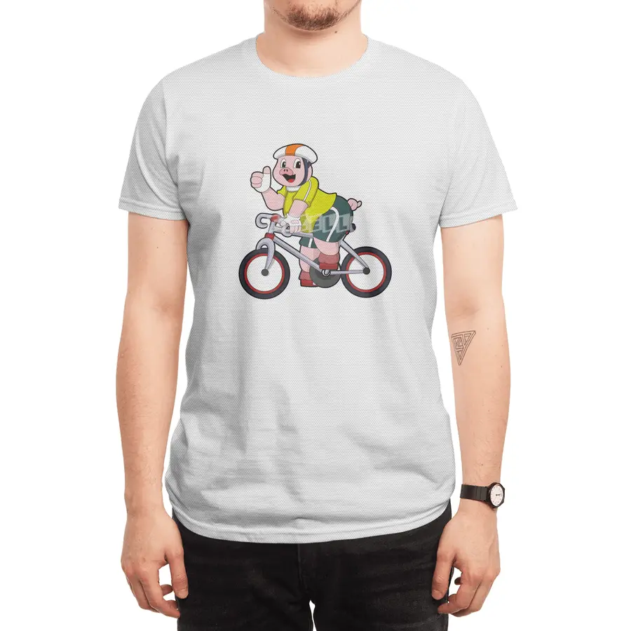 Pig with Bicycle & Helmet Spor T-Shirt