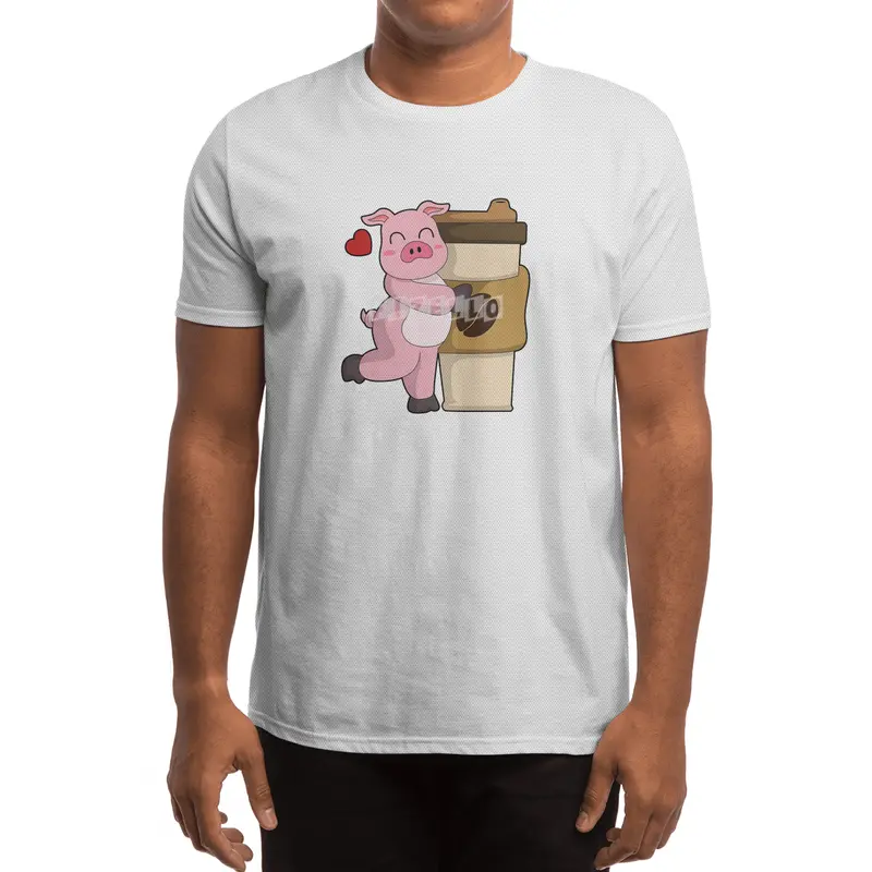 Pig with Coffee to go Spor T-Shirt