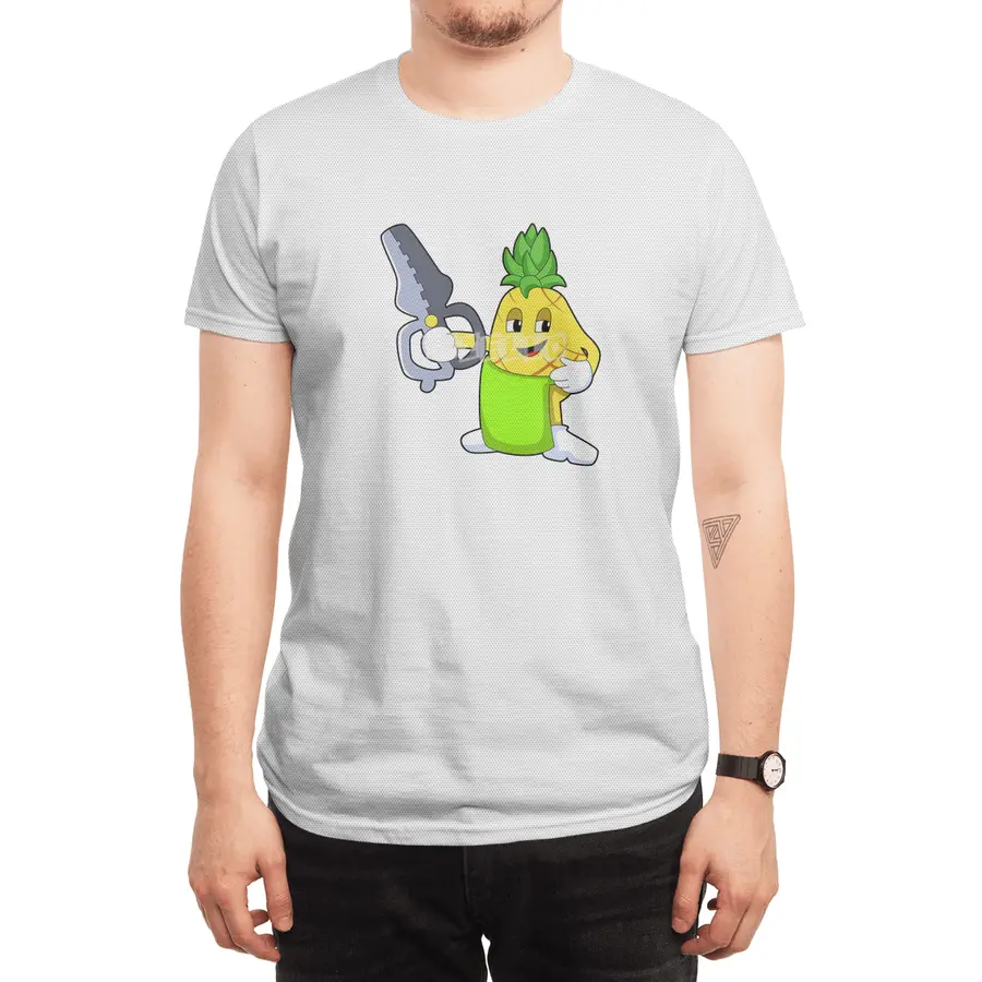 Pineapple as Hairdresser with Scissors & Razor Spor T-Shirt