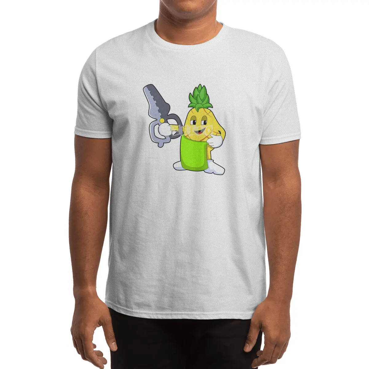 Pineapple as Hairdresser with Scissors & Razor Spor T-Shirt