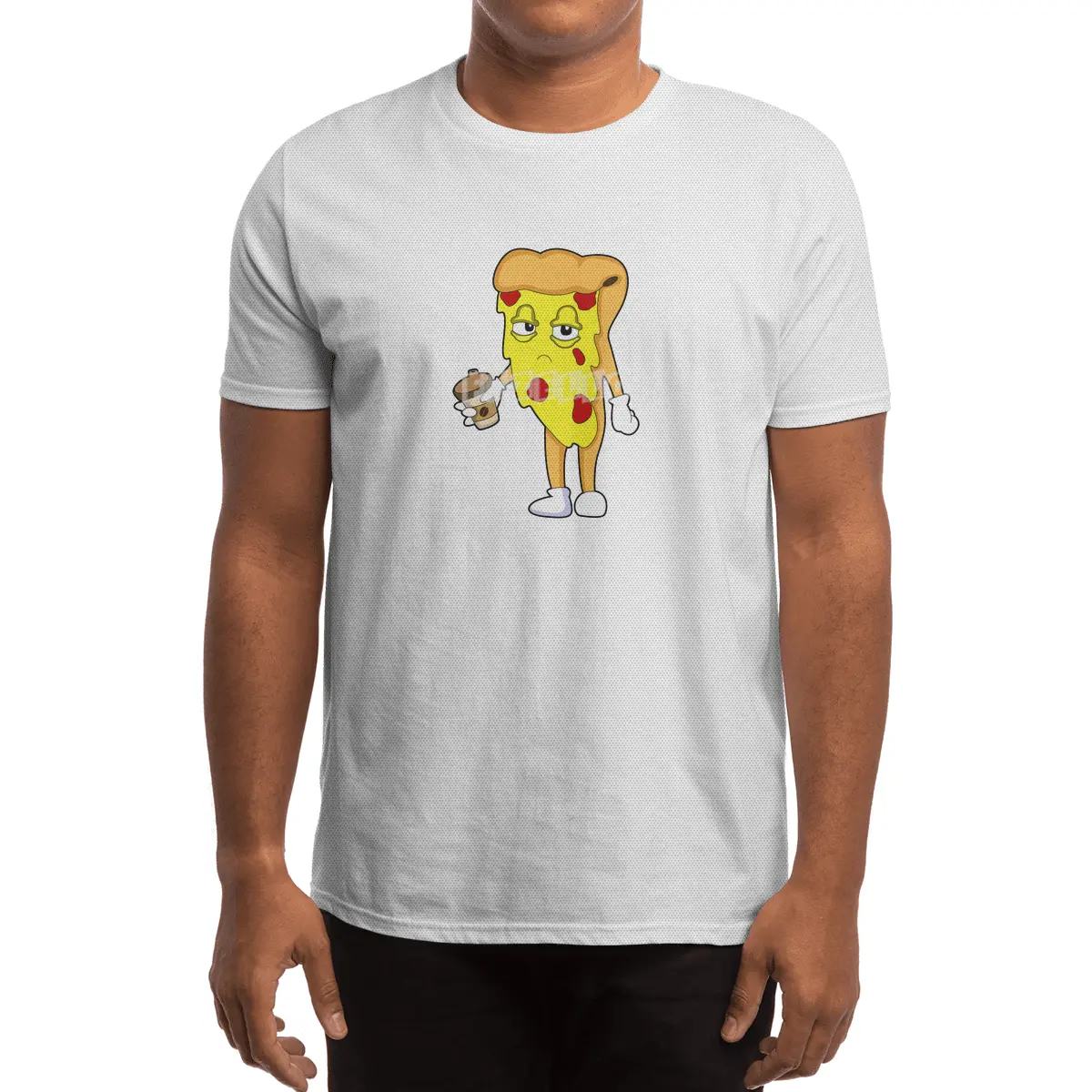 Pizza with Salami Cheese & Coffee Spor T-Shirt