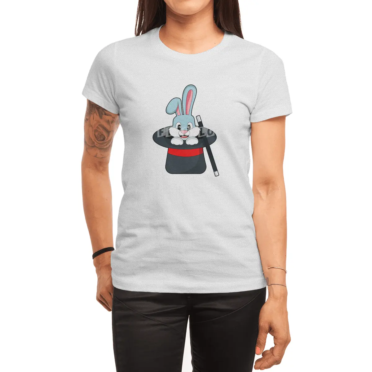 Rabbit at Magic with Wand & Hat Spor T-Shirt