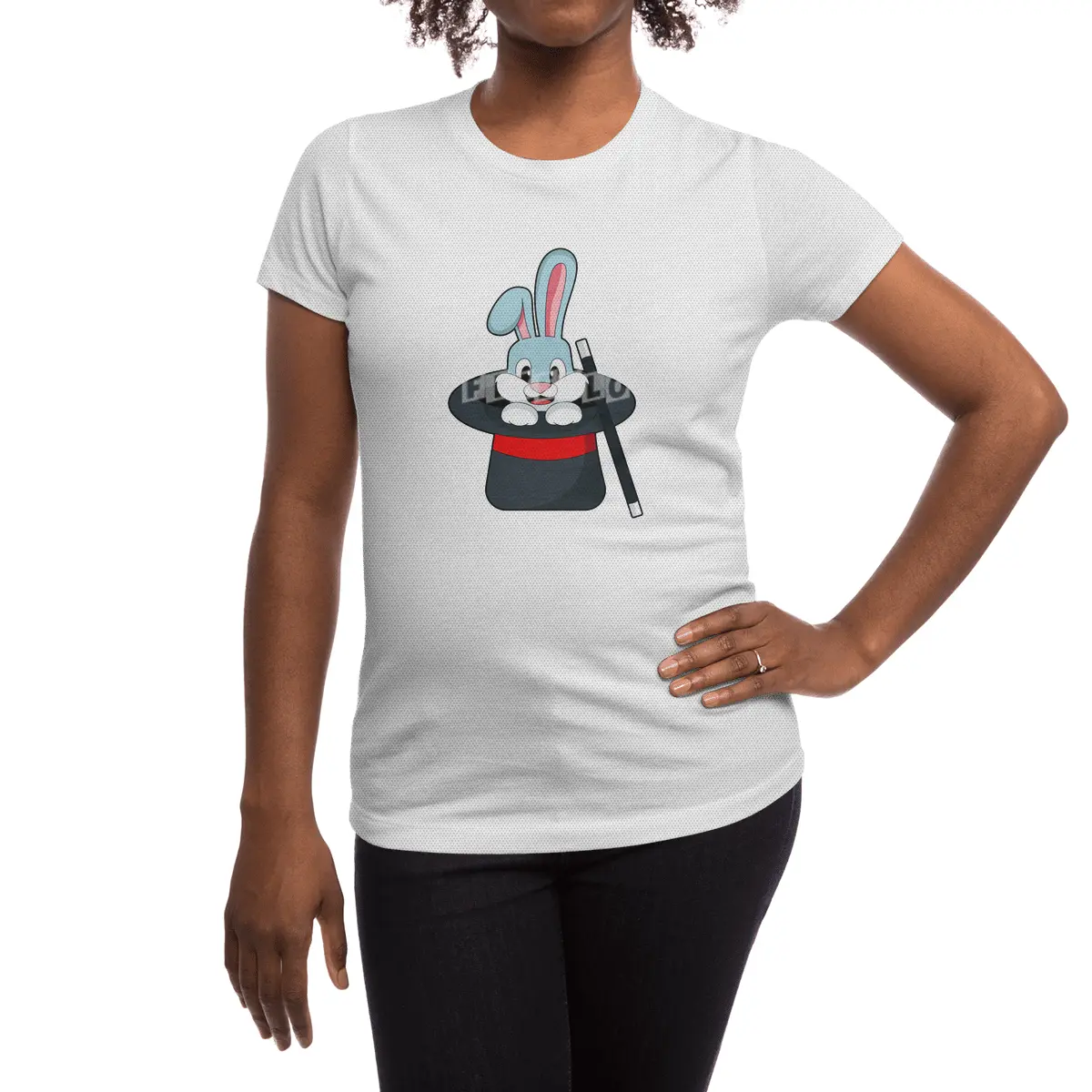 Rabbit at Magic with Wand & Hat Spor T-Shirt