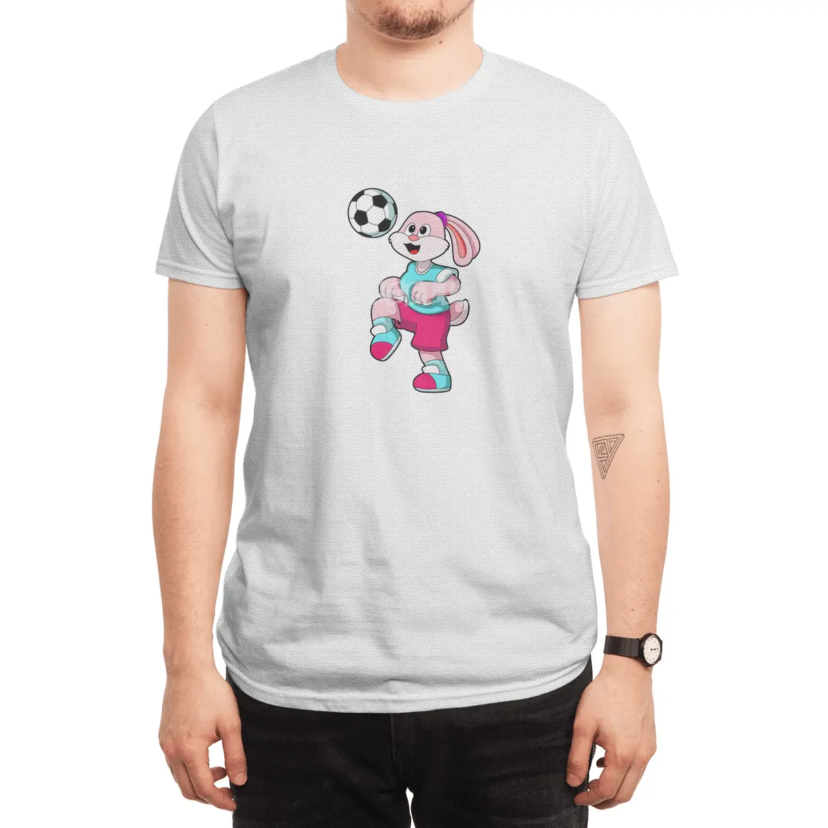 Rabbit at Sports with Soccer Spor T-Shirt