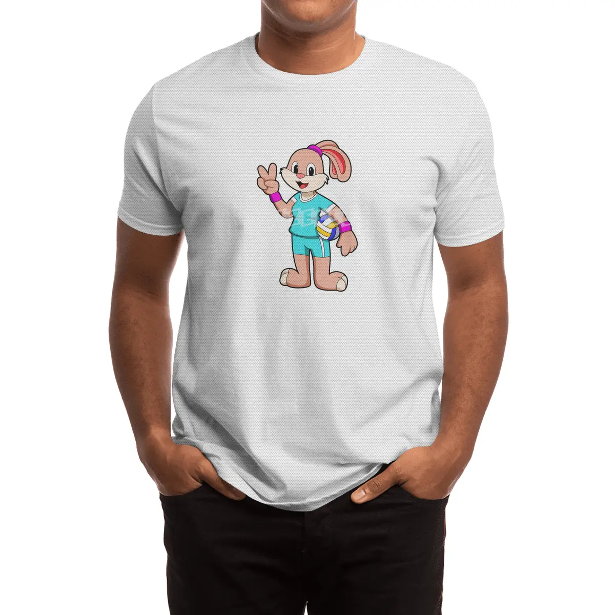 Rabbit at Sports with Volleyball Spor T-Shirt
