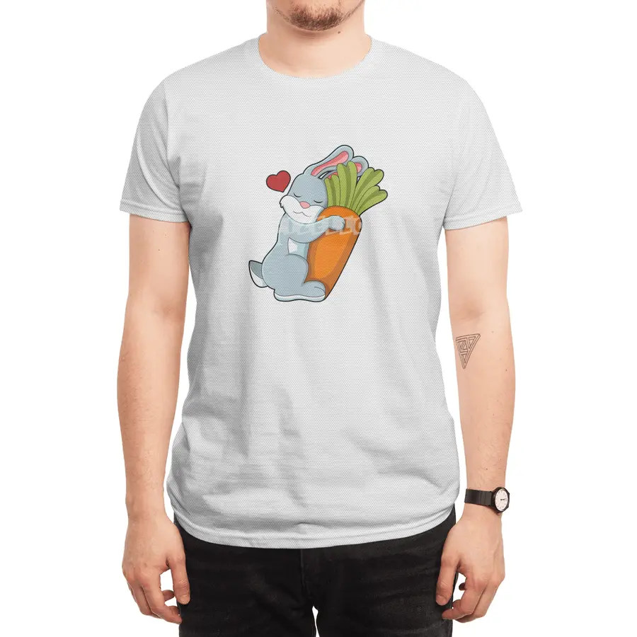 Rabbit with Carrot & Heart Spor T-Shirt