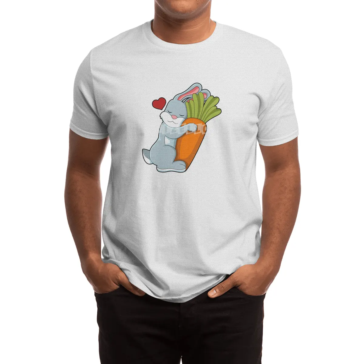 Rabbit with Carrot & Heart Spor T-Shirt
