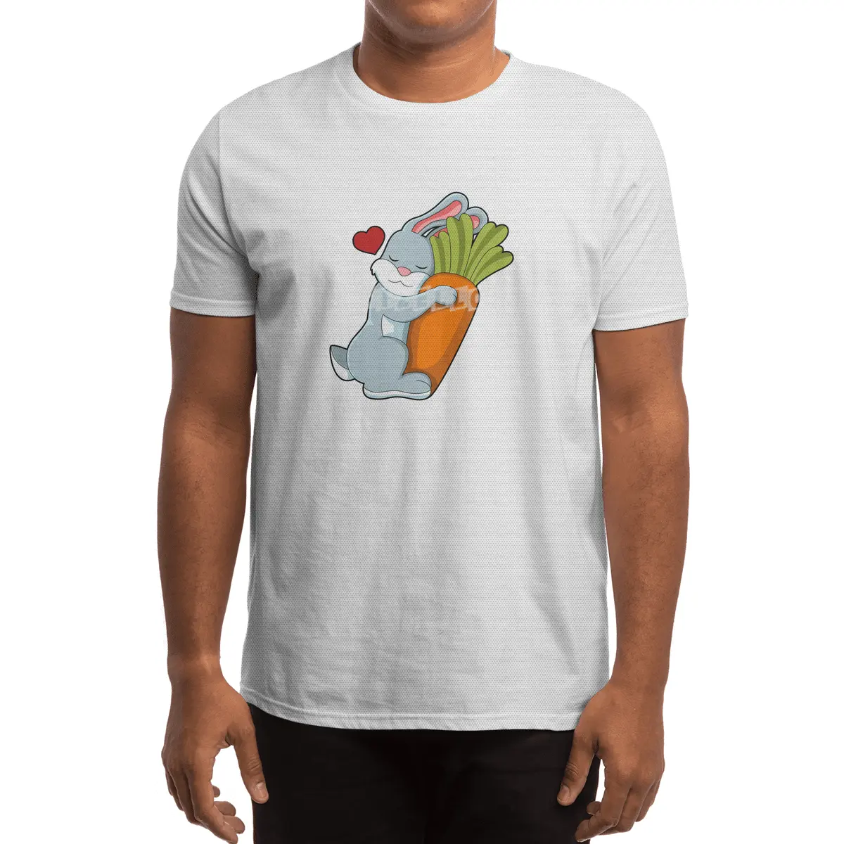Rabbit with Carrot & Heart Spor T-Shirt