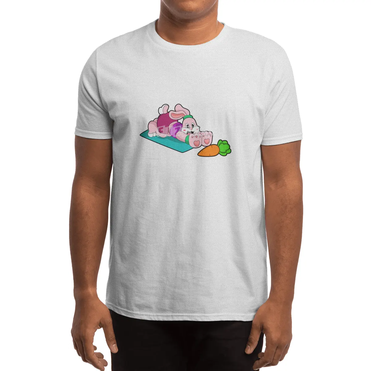 Rabbit with Carrot at Yoga on Yoga mat Spor T-Shirt