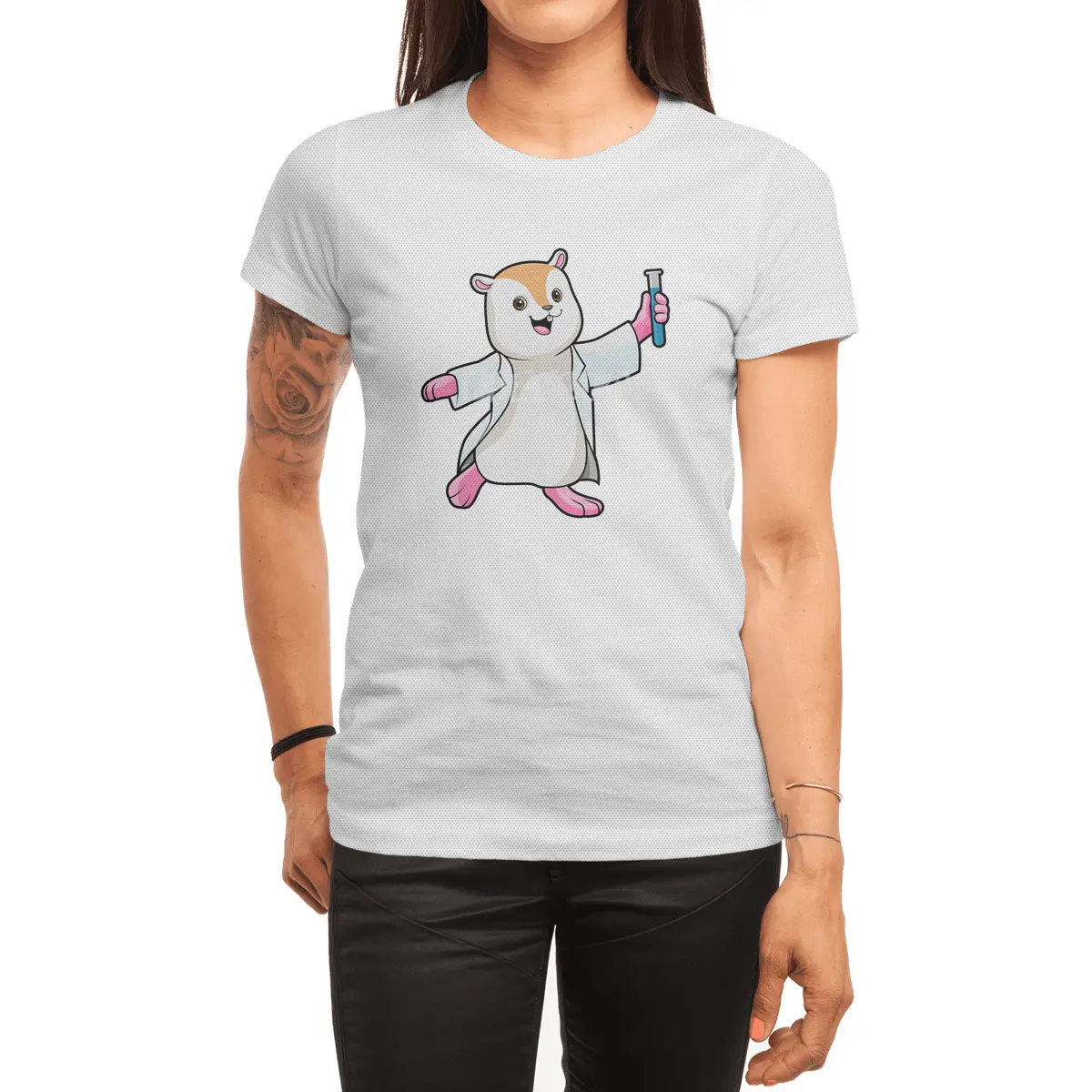 Hamster as Scientist with Test tube Spor T-Shirt