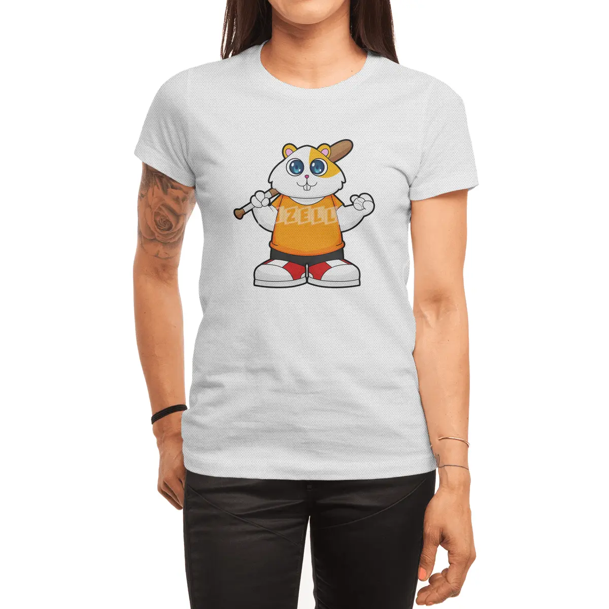 Hamster at Baseball with Baseball bat Spor T-Shirt