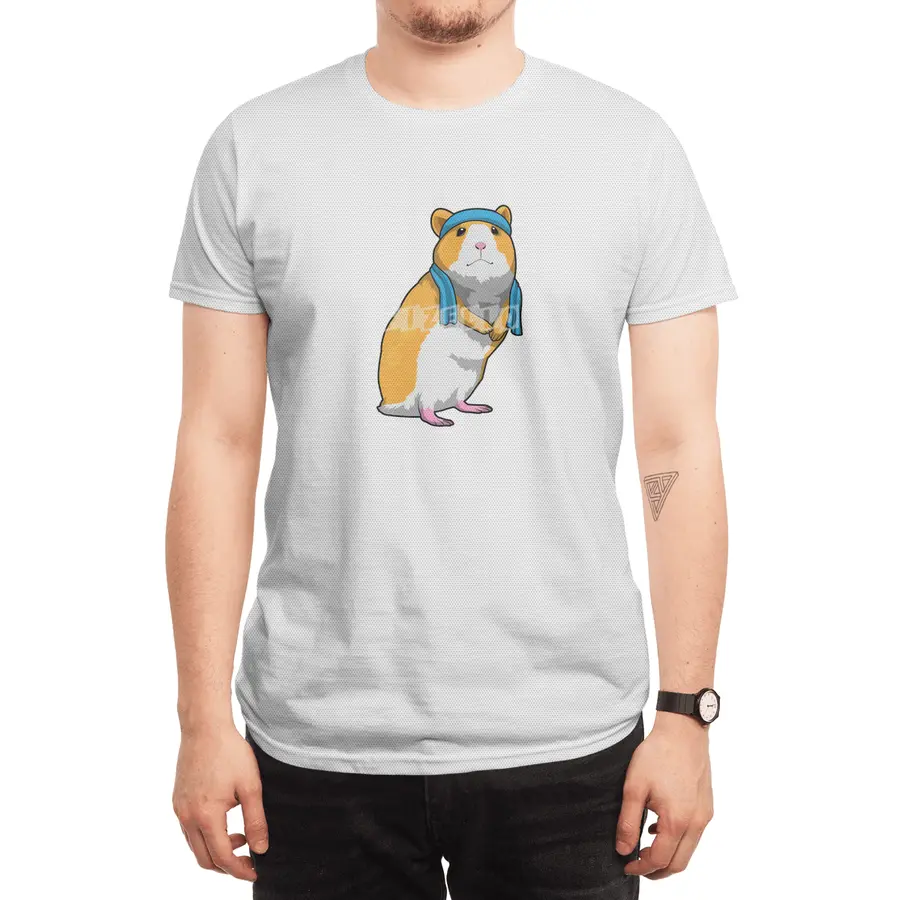 Hamster at Fitness with Towel Spor T-Shirt