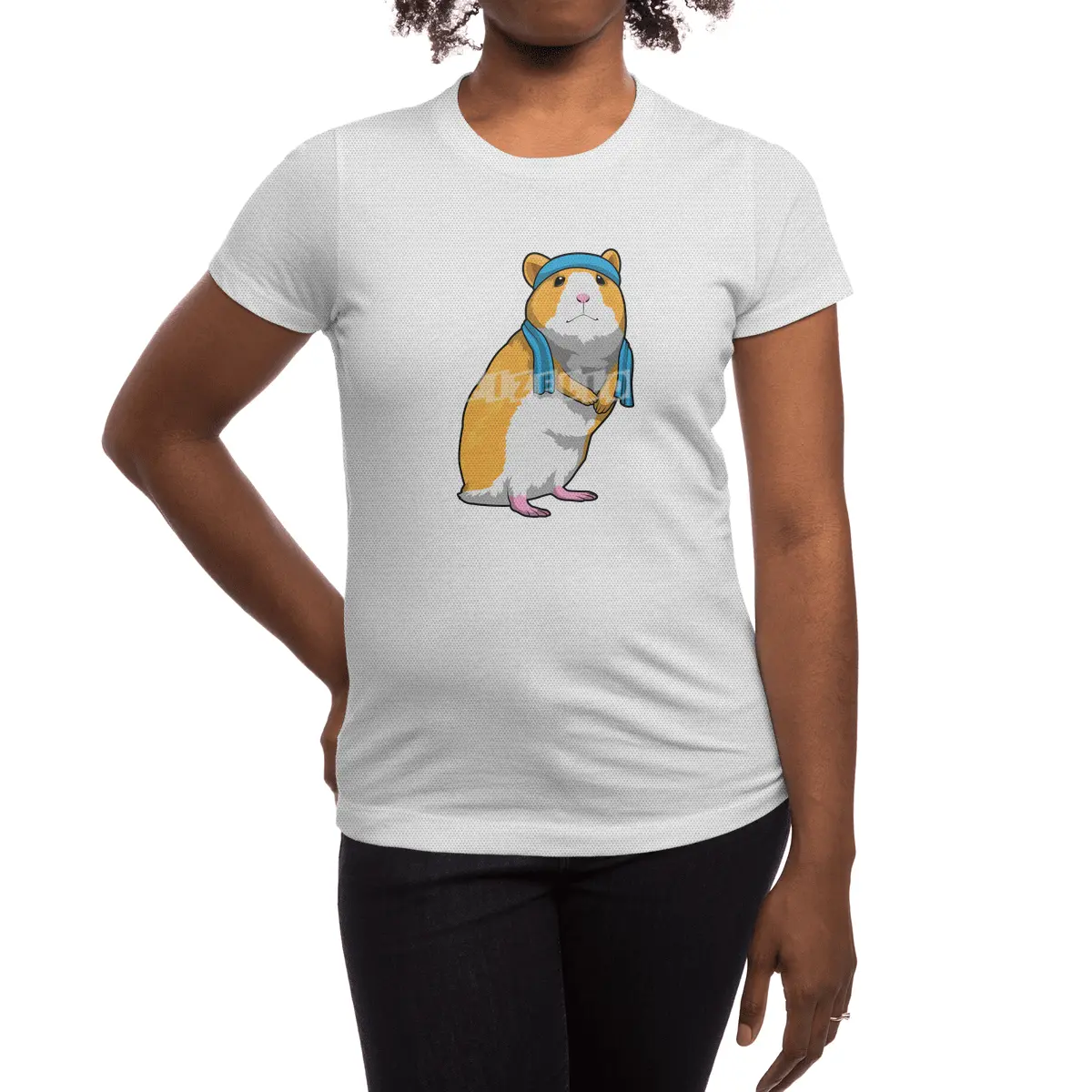 Hamster at Fitness with Towel Spor T-Shirt