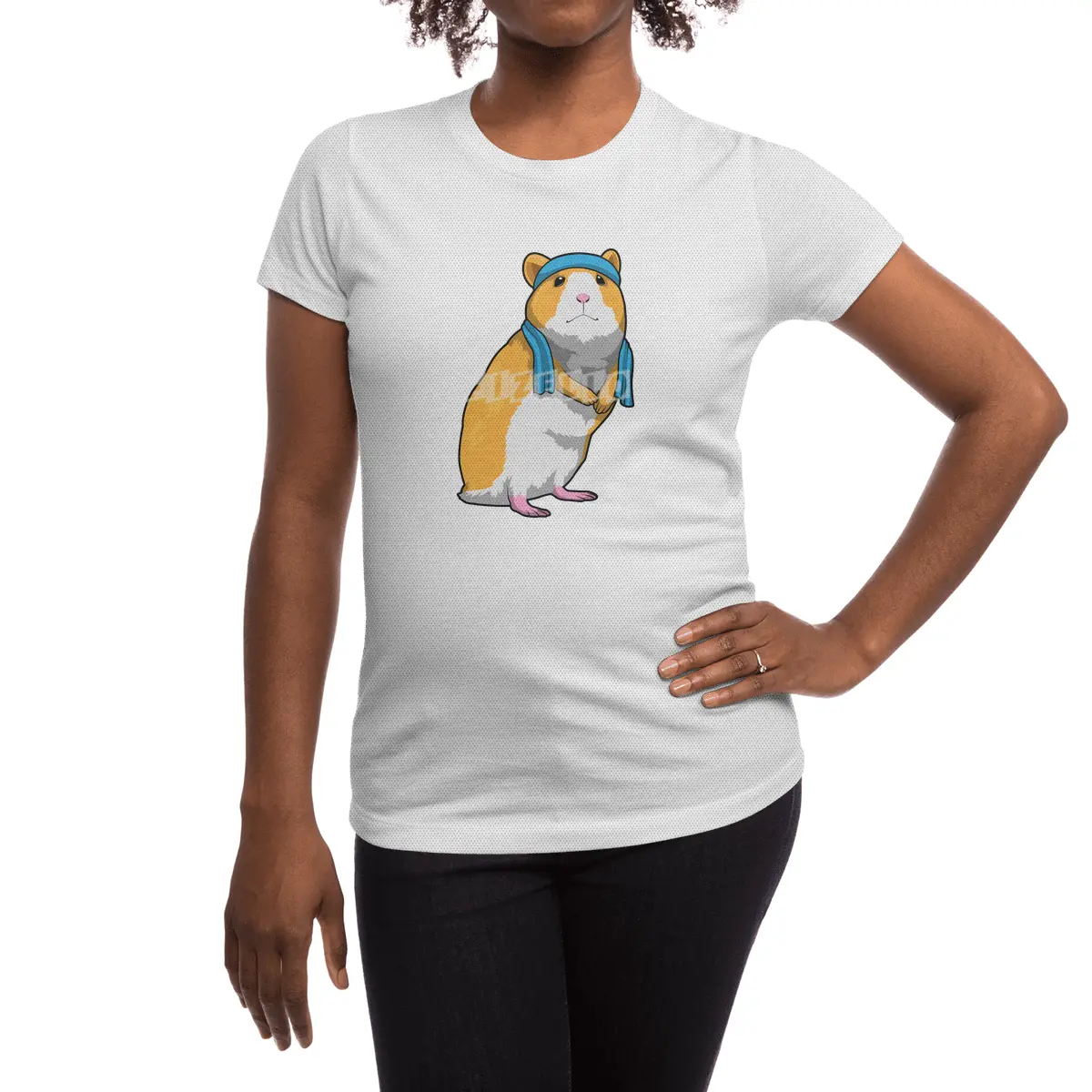 Hamster at Fitness with Towel Spor T-Shirt
