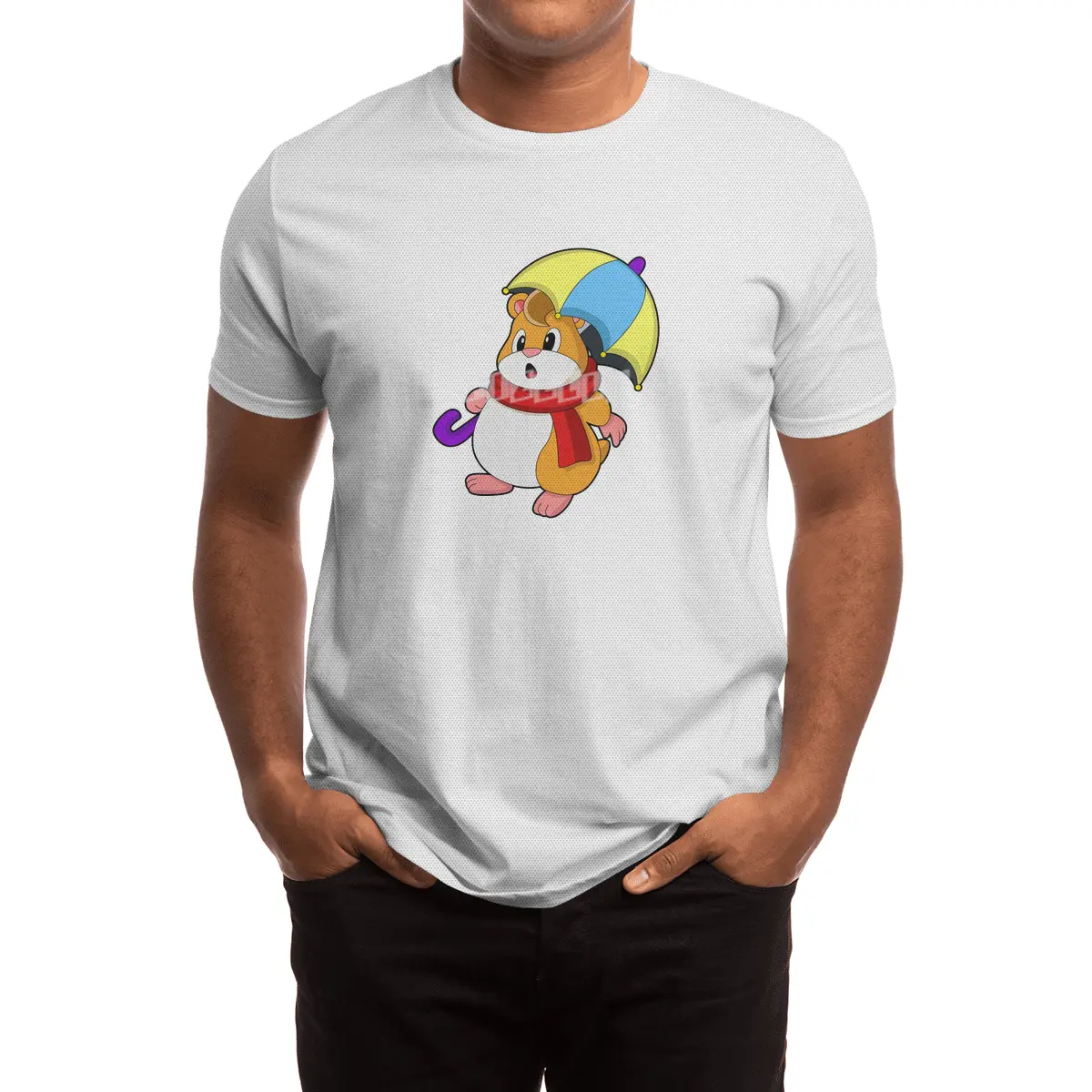 Hamster at Rain with Umbrella Spor T-Shirt