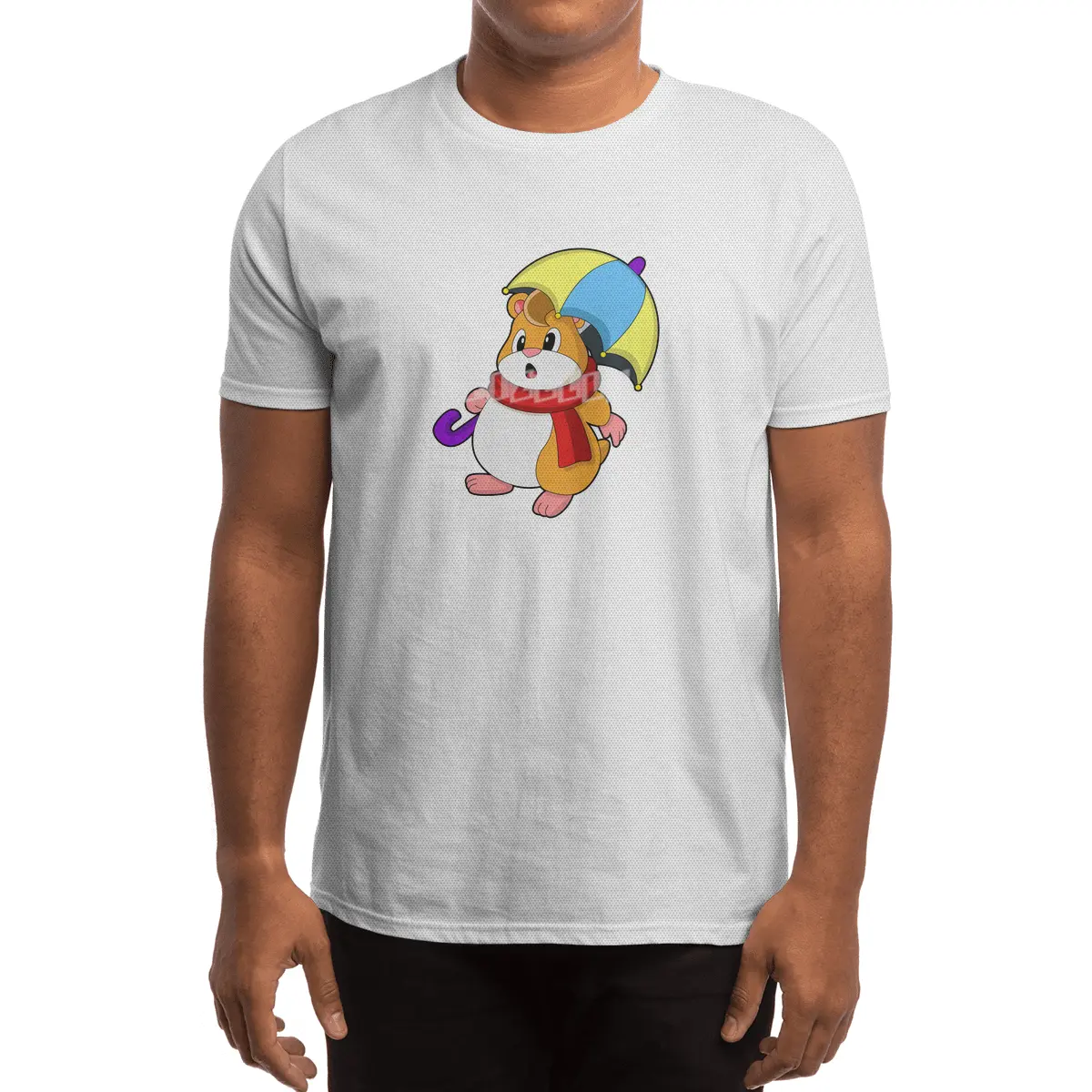 Hamster at Rain with Umbrella Spor T-Shirt