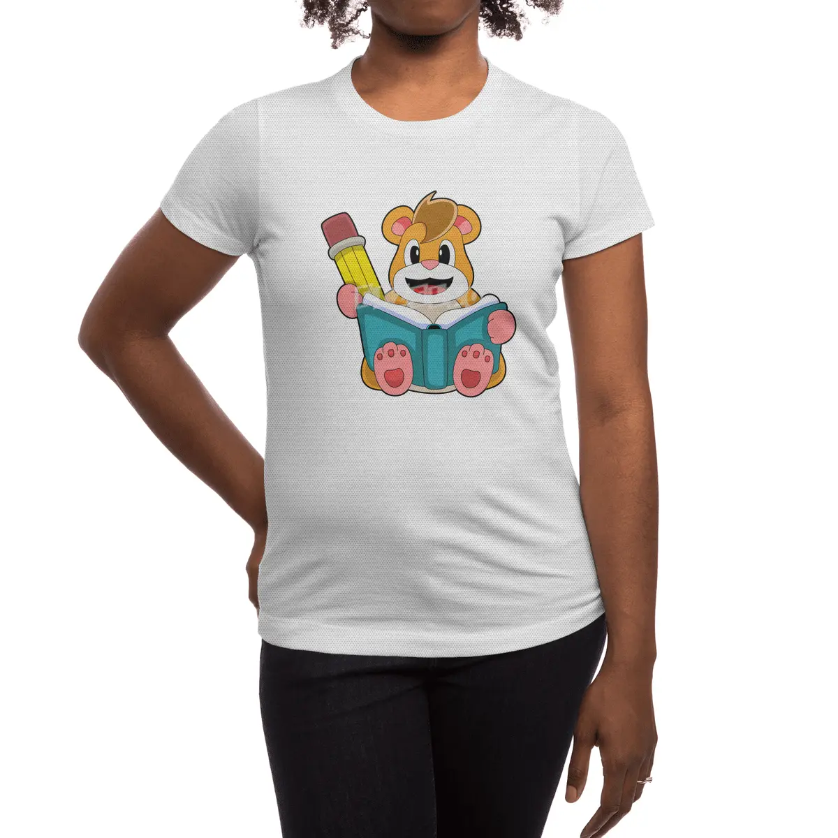 Hamster with Book & Pen Spor T-Shirt