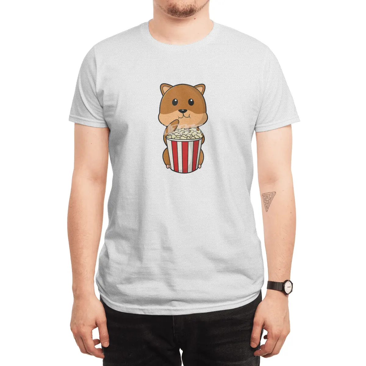 Hamster with Cone of Popcorn Spor T-Shirt