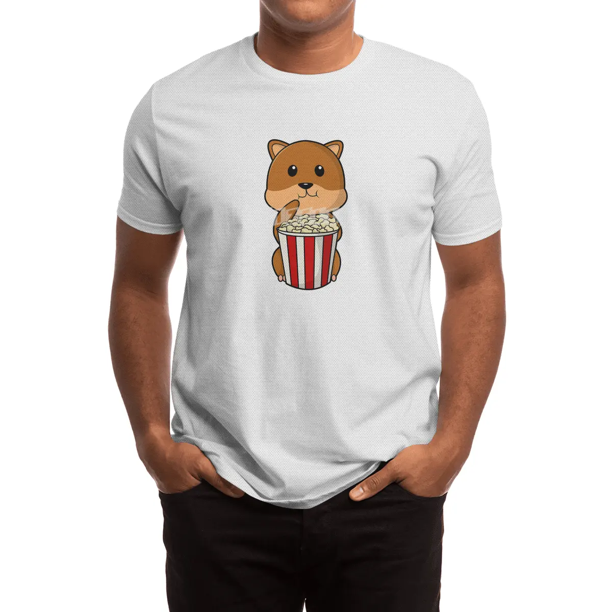 Hamster with Cone of Popcorn Spor T-Shirt