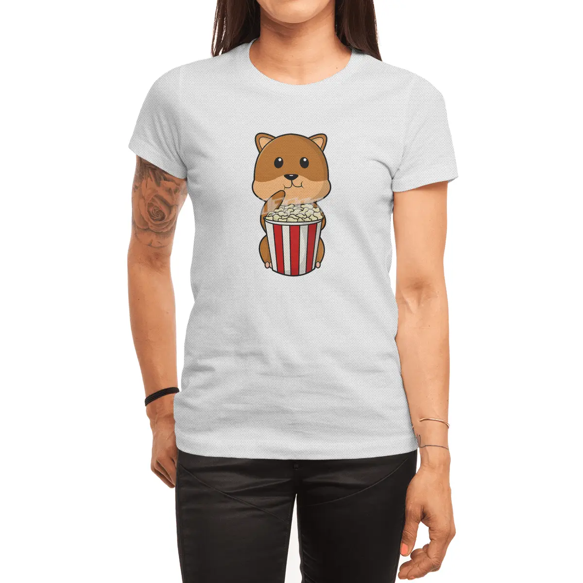Hamster with Cone of Popcorn Spor T-Shirt