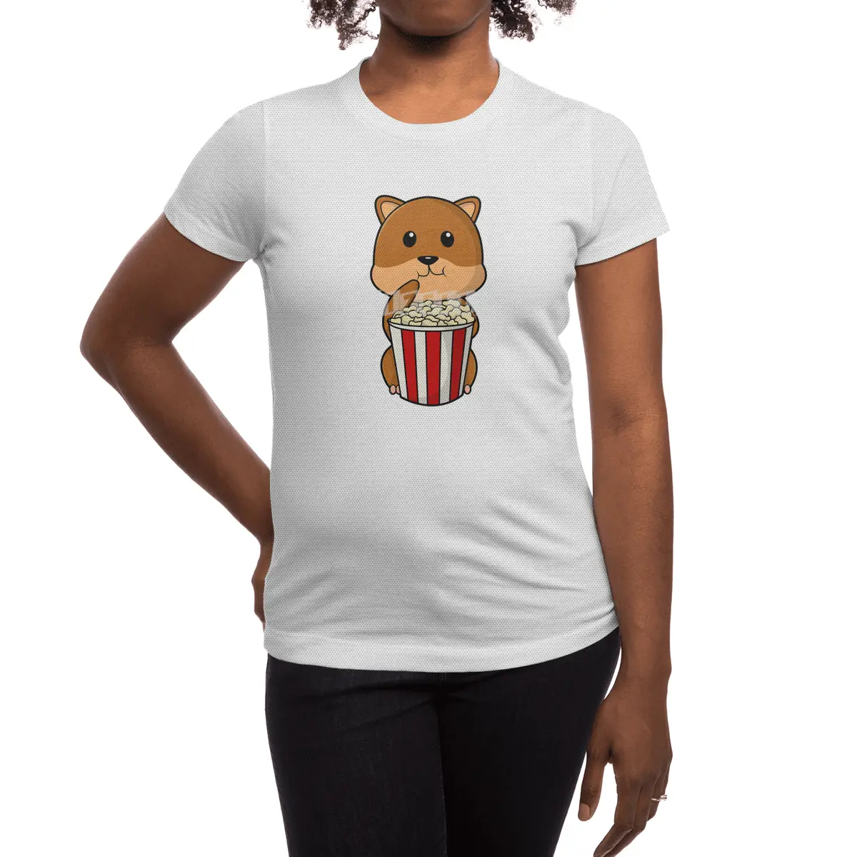 Hamster with Cone of Popcorn Spor T-Shirt