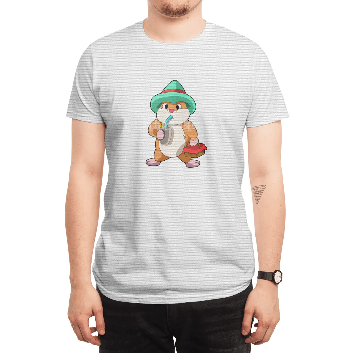 Hamster with Food and Drink Spor T-Shirt
