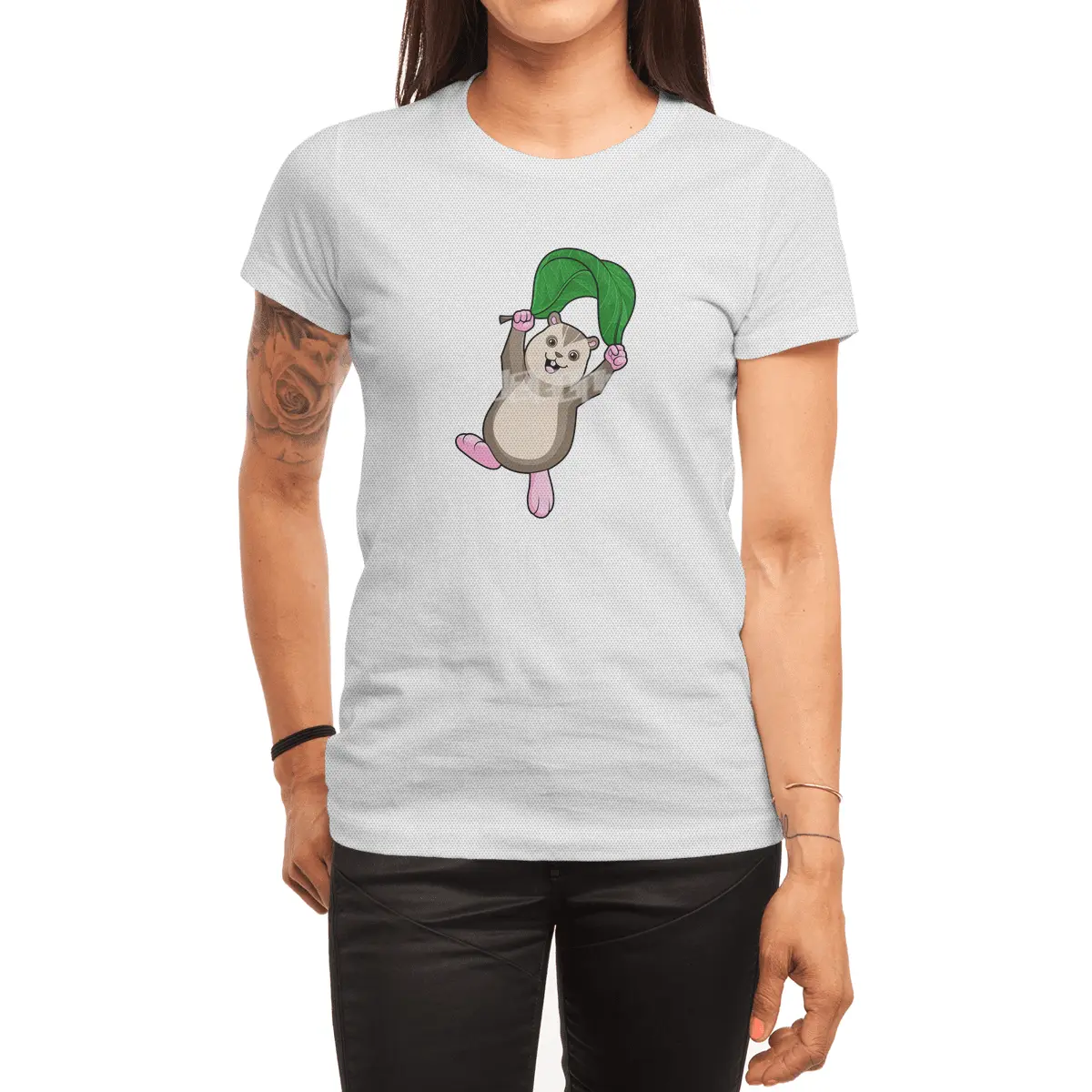 Hamster with Parachute Spor T-Shirt