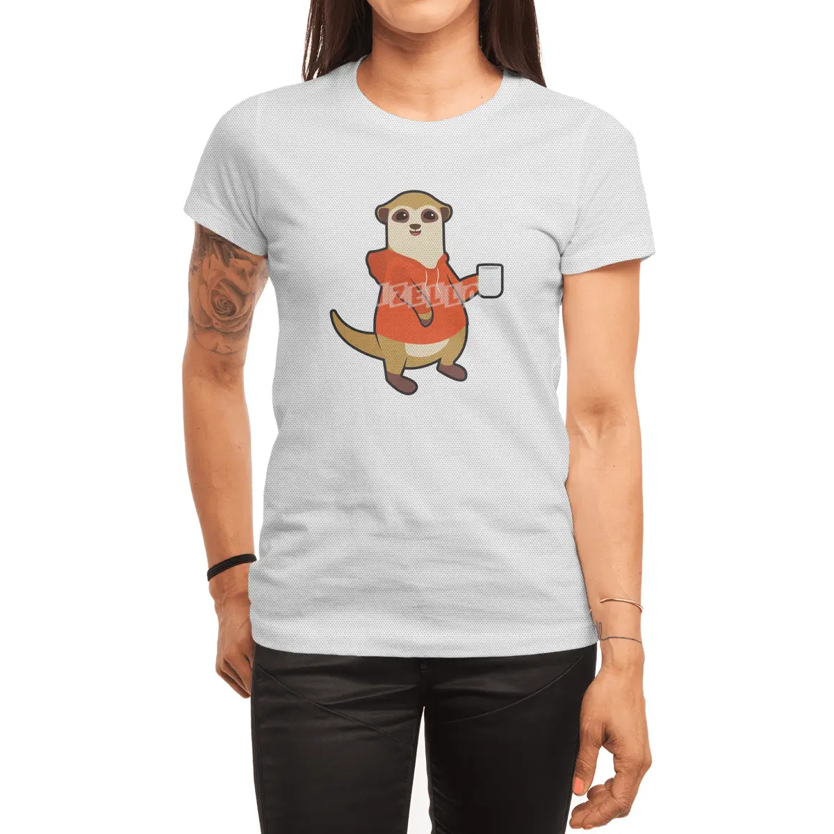 Meerkat with Cup of Coffee Spor T-Shirt