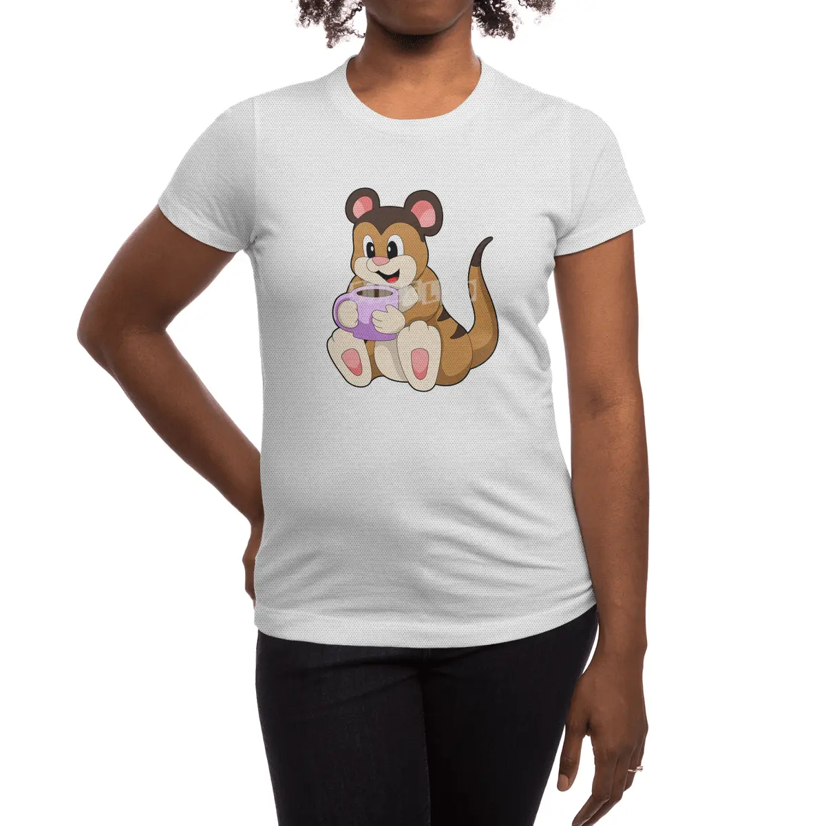 Meerkat with Cup of Coffee Spor T-Shirt