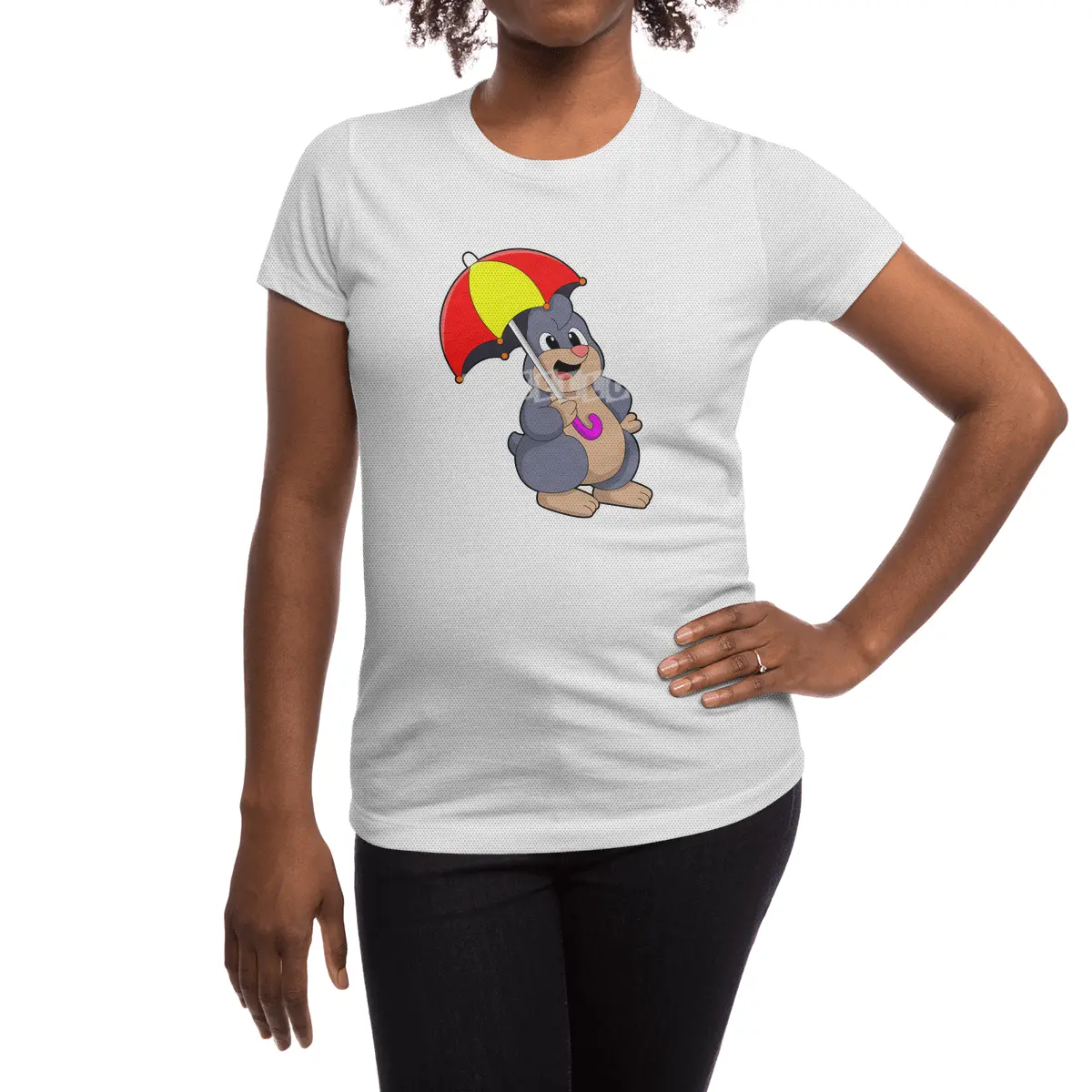 Mole with Umbrella Spor T-Shirt