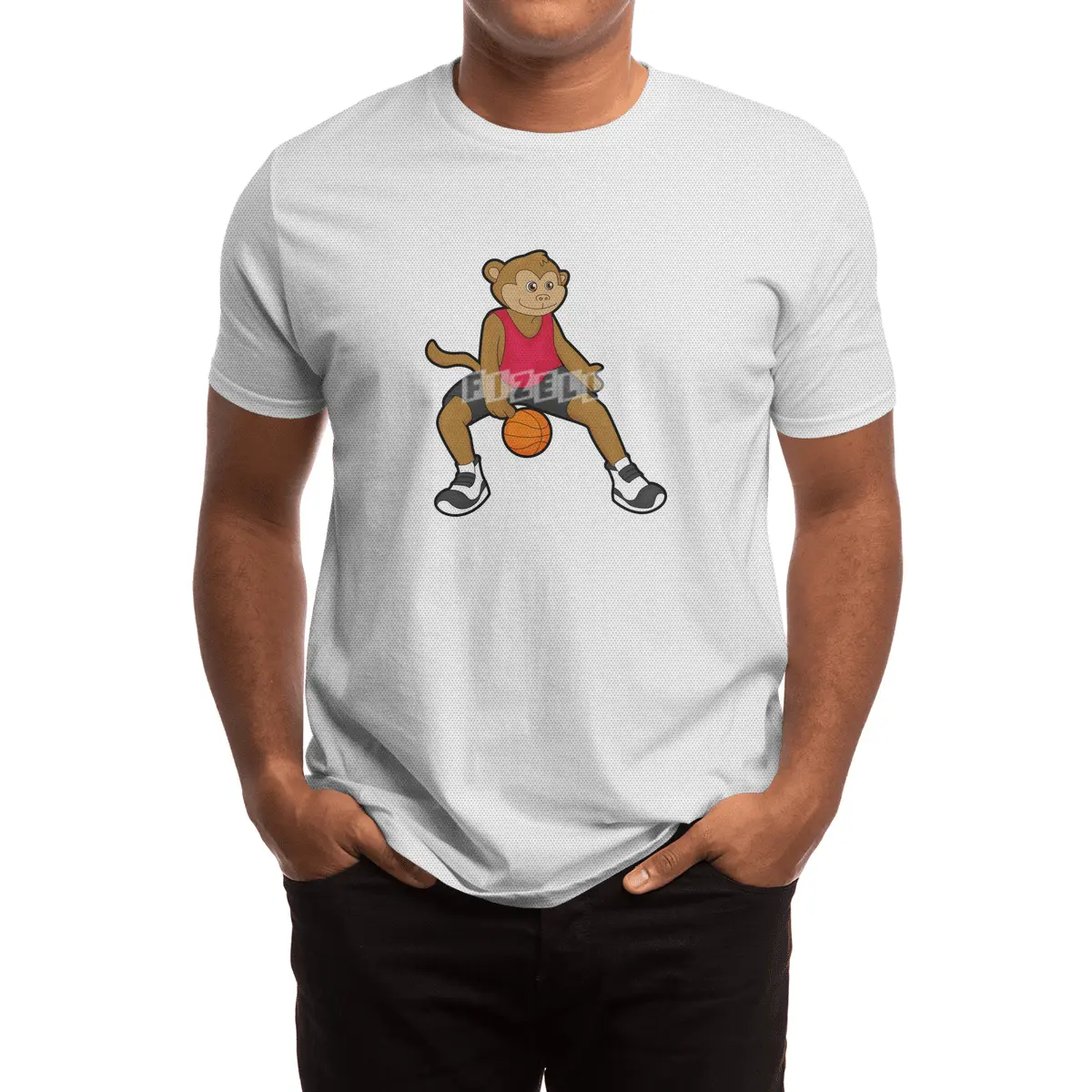 Monkey as Basketball player with Basketball Spor T-Shirt