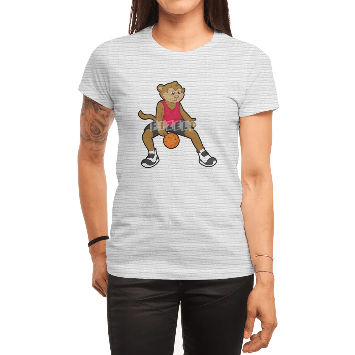 Monkey as Basketball player with Basketball Spor T-Shirt