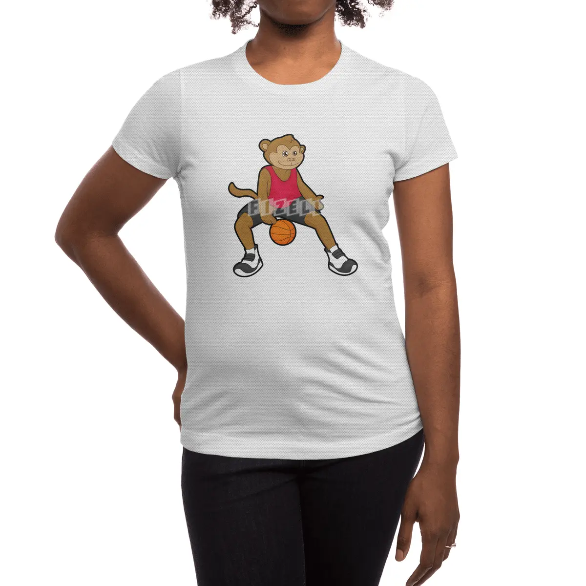Monkey as Basketball player with Basketball Spor T-Shirt