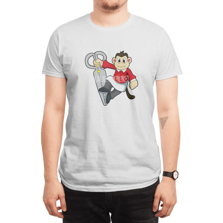 Monkey as Hairdresser with Scissors Spor T-Shirt
