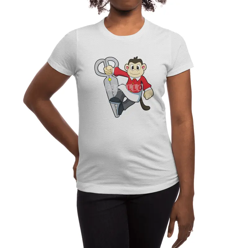 Monkey as Hairdresser with Scissors Spor T-Shirt