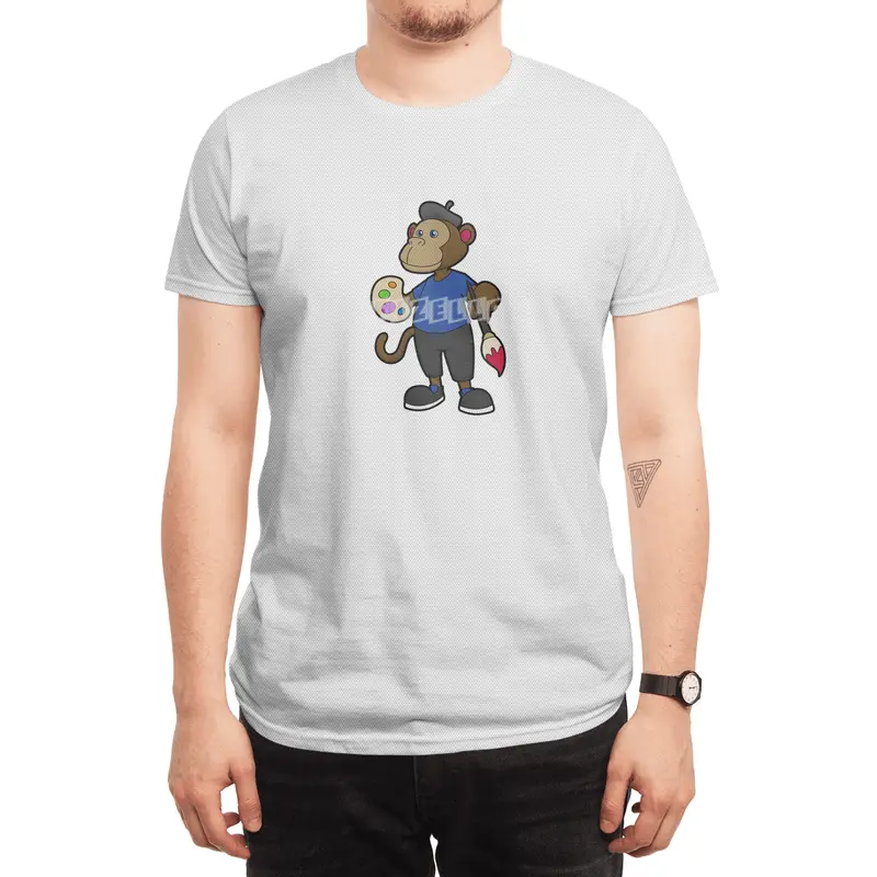 Monkey as Painter with Paint & Brush Spor T-Shirt