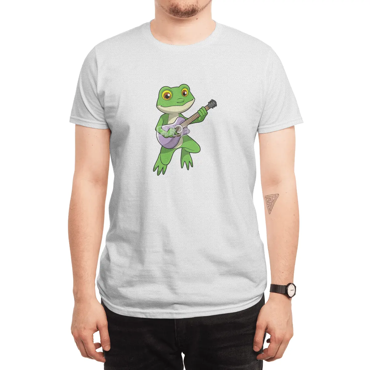 Frog at Music with Guitar Spor T-Shirt