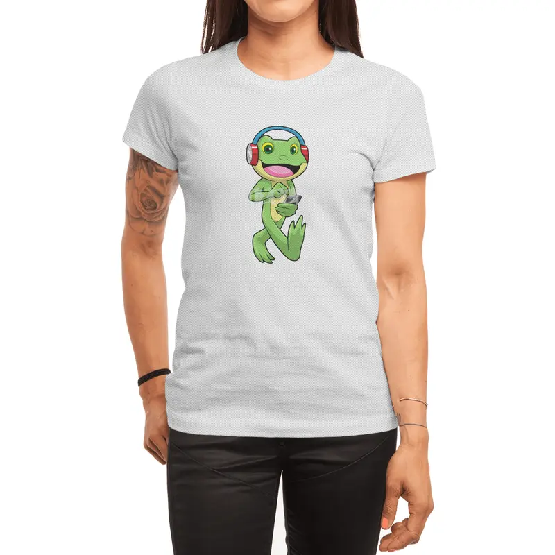 Frog at Music with Headphone Spor T-Shirt