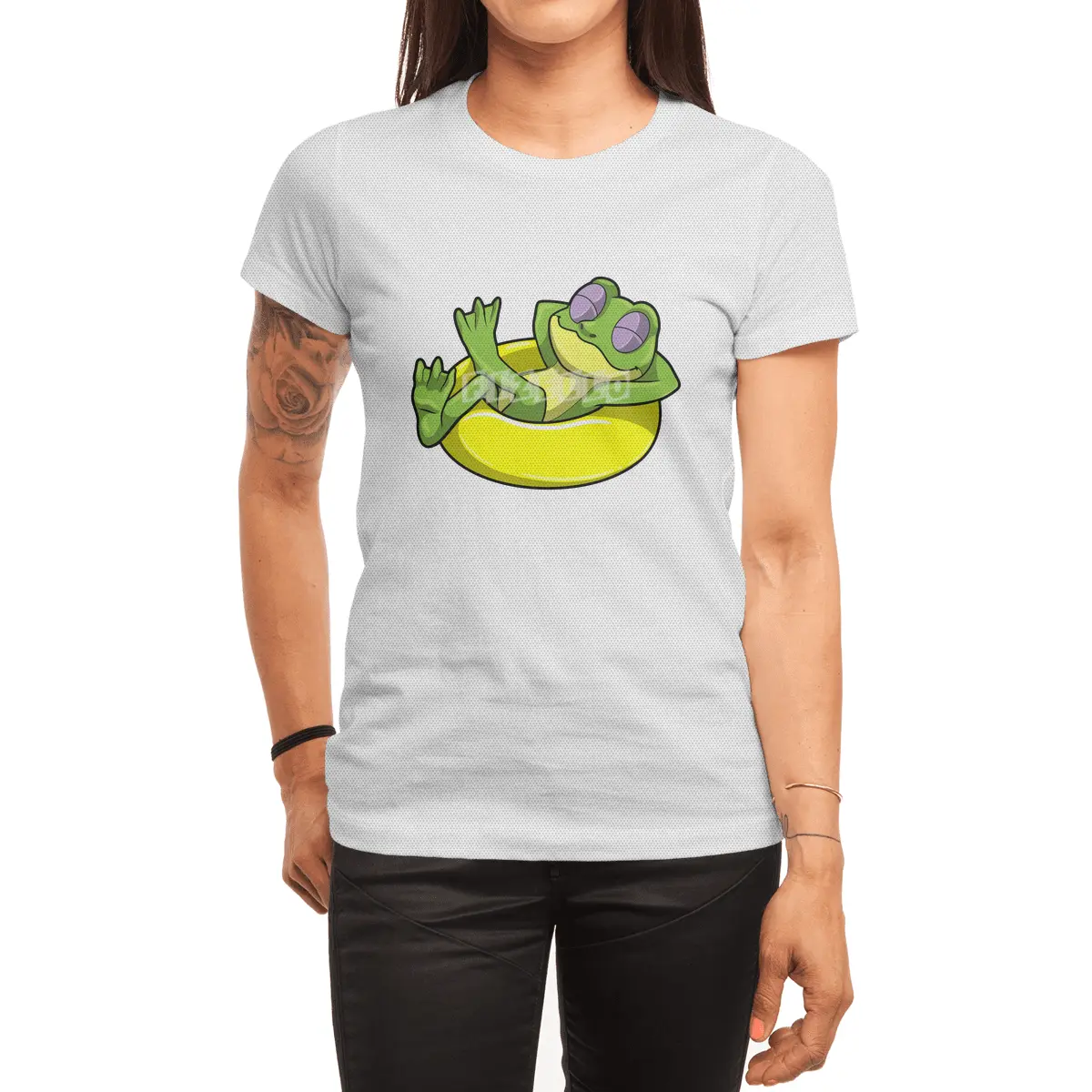 Frog at Swimming with Swim ring Spor T-Shirt