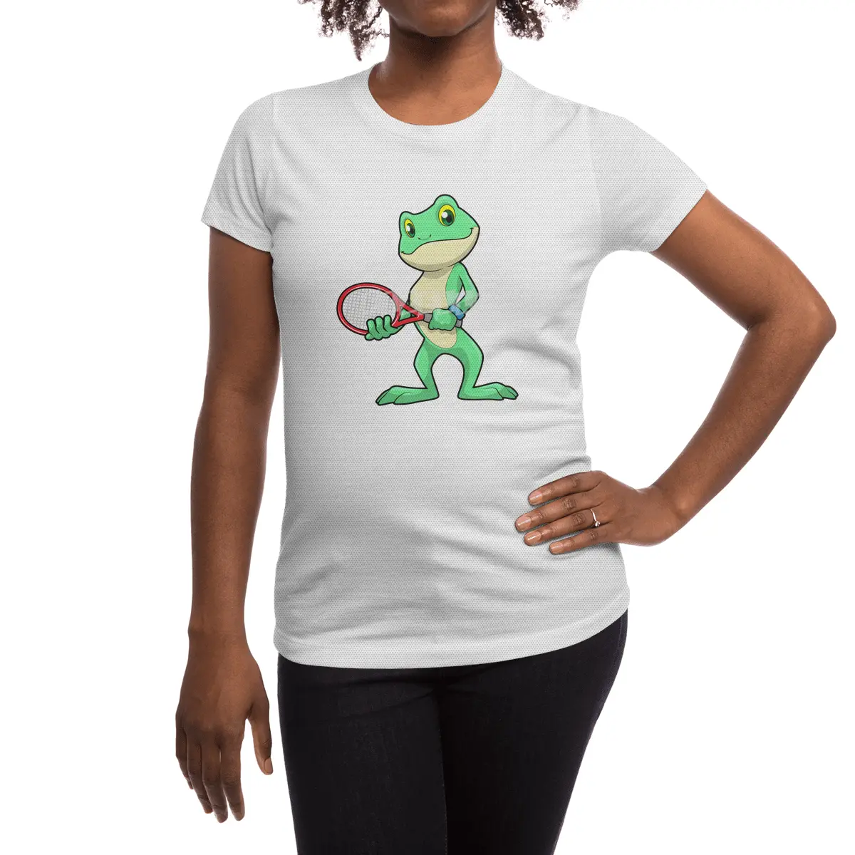 Frog at Tennis with Tennis racket Spor T-Shirt